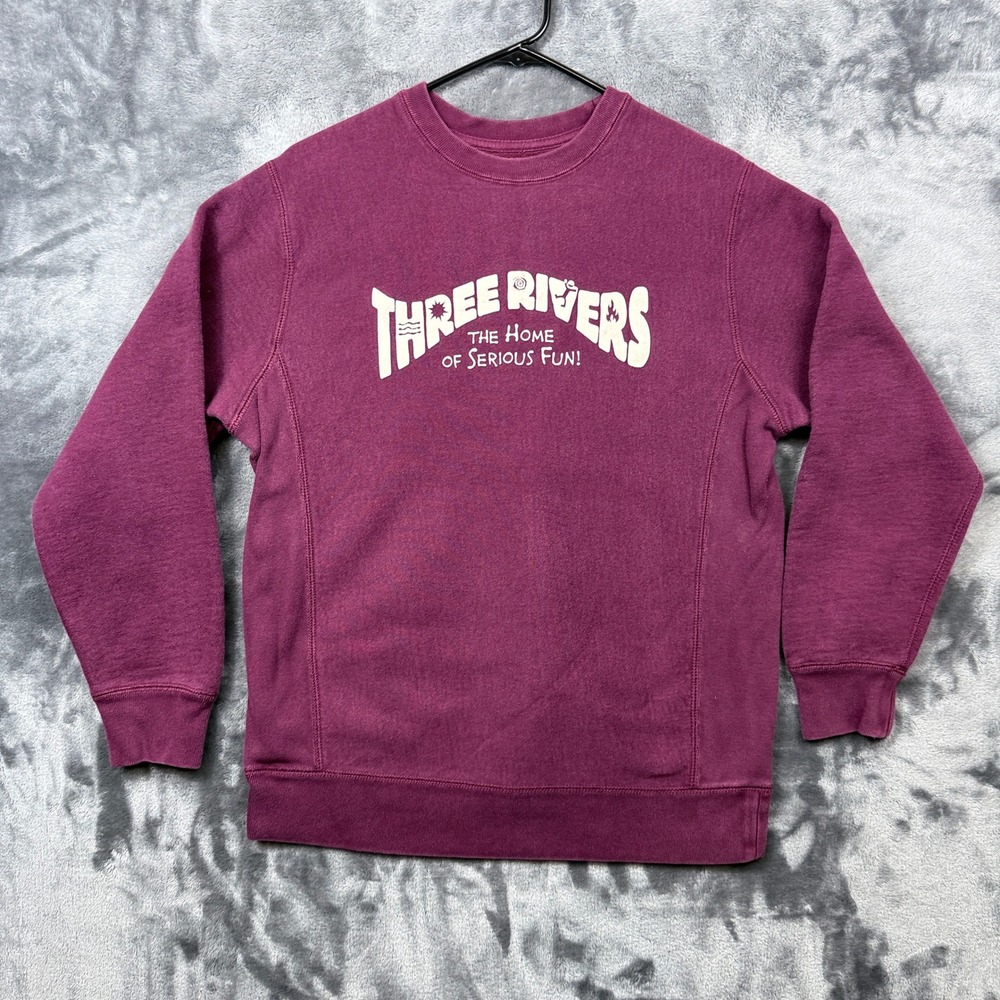 Independent Trading Co Sweatshirt Mens S Burgundy Three Rivers Graphic Crewneck